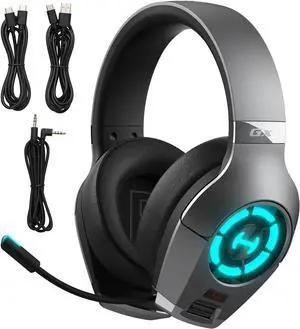 Edifier Hecate GX Hi-Res Gaming Headset for PS4/ PS5/ PC/Switch/Xbox Gamepad - USB/Type-C/3.5mm Wired Gaming Headphones with Microphone RGB Lighting - ENC Noise Cancelling - 50mm Driver (Grey)