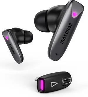 Maxonar Gaming Earbuds for PS5, Quest 3S/3/2, (Updated Chip) Wireless Gaming Earbuds 25ms Low Latency, Dual Connection, 2.4GHz & Bluetooth 5.3, Hi-Fi Sound Compatible with Steam Deck, Switch1