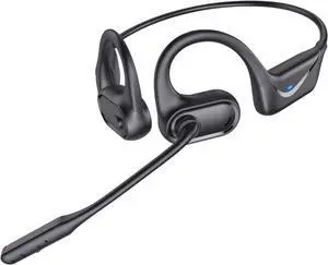 Bluetooth Headset with Microphone, Open Ear Headphones, Dual Connect Bluetooth 5.4 Headphones with Noise Cancelling & Mute, Wireless Headset with Mic for Work, Mobile, Tablets, Laptops - Black