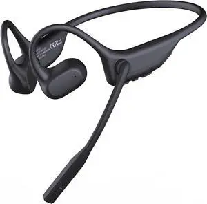 CXK Open Ear Headphones with Mic, Wireless Headset with AI Noise Cancellation Microphone Bluetooth 5.3 Air Conduction Headphones Bluetooth Headset with Mic for Work Call Meeting Driving