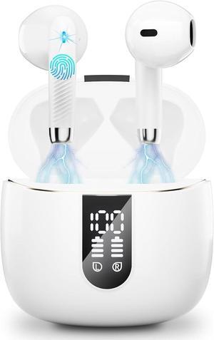 Wireless Earbuds Bluetooth Headphones 5.4 with ENC Noise Cancelling Mics 40H Bluetooth Ear buds Stereo Bass with Dual LED Display Charging Case IP7 Waterproof Wireless Earphones for Android iOS