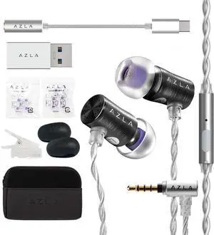 AZEL Edition G Gen 2 Wired Gaming in-Ear Earbud Headphones with Mic 3.5mm Jack USB-C to 3.5mm Adapter USB-A to USB-C Converter Black (Black)