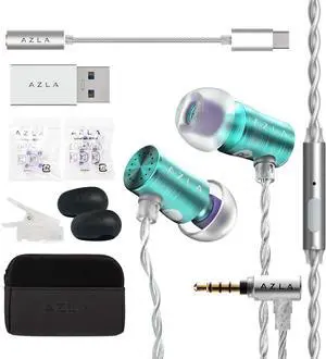 AZEL Edition G Gen 2 Wired Gaming in-Ear Earbud Headphones with Mic 3.5mm Jack USB-C to 3.5mm Adapter USB-A to USB-C Converter Black (Mint)