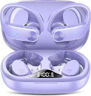 Ear buds Wireless Bluetooth Earbuds Sport 2024 NEW Bluetooth 5.3 Headphones 68H Playtime with LED Display Powerful Bass Over Ear Earphones with Earhooks IP8 Waterproof for Gym/Running/Workout