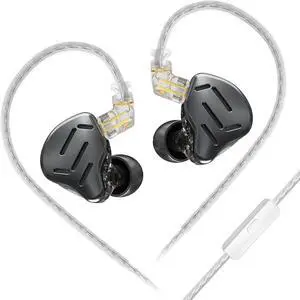 KZ Zax in Ear Monitor Headphone,16-Units HiFi Noise Reduction Hybrid-Driven IEM Headphone, Zinc Alloy Earbuds Earphones with Detachable Silver-Plated Upgrade Cable (Zax-Black, with mic)