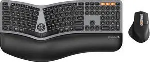 Ergonomic Wireless Keyboard Mouse, ProtoArc EKM01 Plus Full Size Ergo Bluetooth Keyboard Mouse Combo, Split Design, Wrist Rest, Multi-Device, Rechargeable, for Windows/Mac
