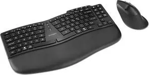 Kensington Pro Fit Ergo KM675 EQ Wireless Keyboard and Mouse, TKL Keyboard, Rechargeable Split Keyboard Ergonomic, Bluetooth & 2.4GHz up to 3 Device Connection, Programmable Keys, Black, K75492US