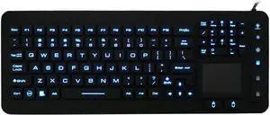 DSI Industrial Medical IP68 Waterproof Keyboard Disinfectant Silicone Light Guide Panel Backlight with Touchpad IKB98BL