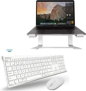 Macally Wireless Bluetooth Keyboard with Mouse and Laptop Stand, Perfect College Gift