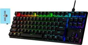 HyperX Alloy Origins Core PBT HX Red Mechanical Gaming Keyboard, Responsive Mechanical Switches, Aircraft-Grade Aluminum Body, Black Color, 639N7AA#ABA, Bundle w/Dockztorm Hub