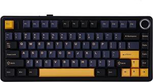 x Aula F75 Gasket Mechanical Keyboard, 75% Wireless Hot Swappable Gaming Keyboard with Five-Layer Padding&Knob, Bluetooth/2.4GHz/USB-C, RGB (Black, Ice Vein Switch)