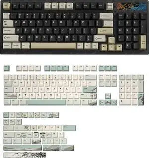 YUNZII YZ98 Gasket Mechanical Keyboard(Black, Cocoa Cream V2 Switch),Spring Tea Keycap Cherry(Cherry Profile, Spring Tea)