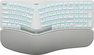 Nulea Wireless Ergonomic Keyboard, Split Keyboard with Wrist Rest, USB-C Charging, 7-Color Backlight, Natural Typing, Bluetooth and USB Connectivity, Compatible with Windows/Mac