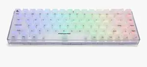 Higround Crystal Opal Basecamp 65% Mechanical USB Wired Gaming Keyboard, Silent Glacier Switches, Programmable RGB, Transparent/Translucent, Hot-Swappable, Deep Thock Creamy Sounding PC Keyboard