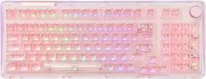 KiiBoom Phantom 98 Hot Swappable Crystal Gasket-Mounted Mechanical Keyboard, Triple Mode NKRO Gaming Keyboard with South-Facing RGB, Clear Keycaps, 8000mAh Battery for Win/Mac (Pink)
