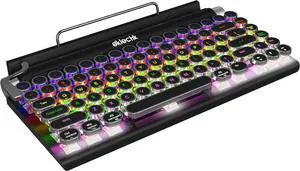 Eklectik Vintage Typewriter Keyboard Wireless Bluetooth, Mechanical 83-Key, 14 LED Light Modes, USB C, Blue Switches, Wired or Wireless Keyboard, Compatible with PC, Laptop, Tablet