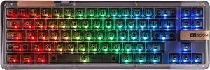 KiiBoom Phantom 68 65% Hot Swappable Crystal Gasket-Mounted Mechanical Keyboard, BT5.0/2.4GHz/USB-C Wired Wireless NKRO Gaming Keyboard with South-Facing RGB, 4000mAh Battery for Win/Mac(Black)