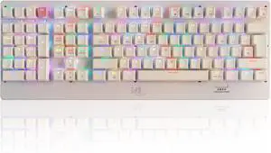 Neepoolock ZY-2218 Left-Handed RGB Mechanical Keyboard for Gaming Accounting - BT/2.4Ghz/USB-C Connectivity, Full-Size 111 Keys, Dual OS Compatibility (White)