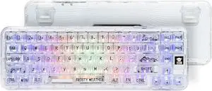 CoolKiller CK68 Hot Swappable Transparent Keyboard with OLED Display, 60% RGB Custom Mechanical Clear Keyboards with BT5.1/2.4G/USB-C Wireless Gaming Gasket Structures, Ice Switches