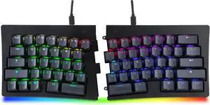 MiSTEL MD600 Alpha BT RGB, Split Keyboard, Ergonomic Mechanical Keyboard, 60%, PBT Double Shot Keycap (Transparent), Bluetooth5.0, Mac/Windows OS Compatible -Cherry MX Silent Red