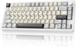 ATTACK SHARK X86 Wireless Gaming Keyboard 75%,Aluminum Mechanical Keyboard,3-Modes Creamy Keyboard,Hot-Swap Custom Keyboard with Knob,Gasket Structure,Linear Switches,RGB Backlit Keyboard -Star White