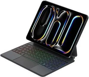 New iPad Pro 13 Inch (2024) Case with Keyboard, Magnetic Keyboard with Multi-Touch Trackpad, Backlit Magnetic Wireless Keyboard Case with Easy-Set Magnetic Portrait/Landscape Stand, Black