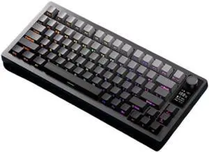 LT75 Mechanical Keyboard Wired with LCD Screen and Knob,Hot-Swappable Gaming Office Keyboard with RGB Backlit for Tri-Mode 2.4G/BT/USB-C,Gasket Mount,Custom Linear switches (Black-Gray)
