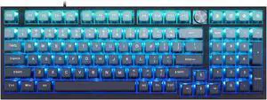 MOLGRIA SKYLOONG GK980 Blue Backlit Gaming Keyboard with Side Transparent Pudding Keycaps, Hot Swappable Yellow Mechinery Gateron Switches, Type C Wired Knob Mechanical Keyboard for Win/Mac OS