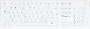 PUREKEYS Medical Keyboard Full Size Wireless White for Hospital, Dentist, Cleanroom, Laboratory and Industrial. Easy to Clean Hygienic Flat and Flexible Silicone