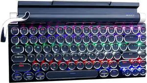 Retro Typewriter Keyboard, Wireless Mechanical Keyboard, 83-Key Blue Switches Bluetooth 5.0 with LED Backlight, Compatible with Windows/Mac/PC