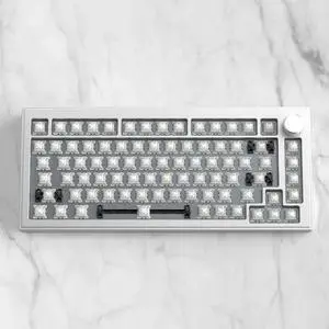 DrunkDeer A75 Rapid Trigger Mechanical Keyboard TKL Aluminum Case Wired Magnetic Switch Compact 82Keys RGB No Keycap,with Knob,Sliver White