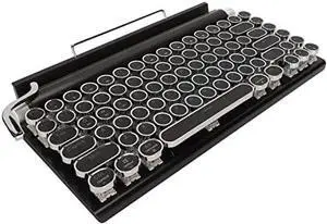Goshyda Retro Typewriter Keyboard, 83 Keys Vintage Bluetooth Mechanical Keyboard with Metal Round for Desktop PC, Laptop, Phone (Black)