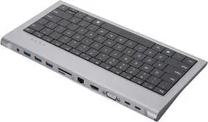 Tangxi Wired Keyboard with USB Hub, 11 in 1 USB C 78 Keys Computer Keyboard, Multifunctional 4K 10Gbps 1000Mbps 100W PD USB C Docking Station, Plug and Play