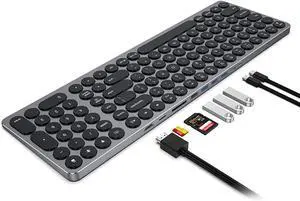 106-key Multi-Function Docking Keyboard,Aluminum Alloy Body,Portable External Universal Keyboard, Wired Wireless Bluetooth Office/Gaming Suitable Computer/Notebook/Tablet