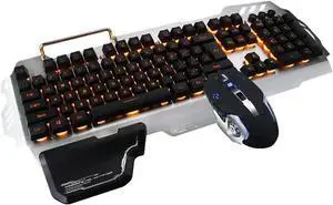 Keyboard Mouse Combo, Keyboard Rainbow Backlit Wired Gaming Keyboard Mouse Combo,LED 104 Keys USB Ergonomic Wrist Rest Keyboard,for Laptop,PC,Desktop,Computer,Windows