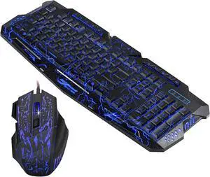 Feiyx Gaming Keyboard Keyboard + Mouse Set, USB 2.0 Wired Mice Mouse 104 Key RGB LED Backlit Mechanical Computer Illuminated Keyboard Switches for PC Laptop Windows,Quiet and Ergonomic