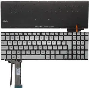 Latin Silver Backlit Laptop Keyboard Compatible with GL752 GL752V GL752VL GL752VW GL752VWM ZX70 ZX70VW G58 G58JM G58JW G58VW