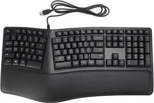 Vomeko Pro Ergonomic Split Keyboard Wired USB 2.0 Keyboard with Leather Palm Rest, 110 Keys Silent Typing for W INDOWS M AC Linux (1.5m Cable)