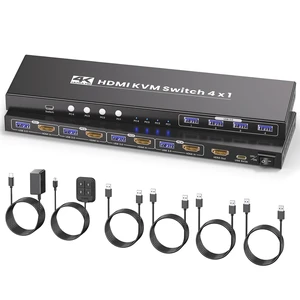 4K@60Hz HDMI KVM Switch 1 Monitors 4 Computers, USB 3.0 4 Port HDMI KVM Switch for 4 Computers Share 1 Set of Keyboard, Mouse, Monitor and 4 USB 3.0 Ports 4K@60Hz HDMI KVM Switch 1 Monitors 4 Computers, USB 3.0 4 Port HDMI KVM Switch for 4 Computers Share 1 Set of Keyboard, Mouse, Monitor and 4 USB 3.0 Ports