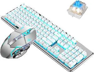 Wired Mechanical Keyboard Mouse Combo,Ergonomic Keyboard and Gaming Keyboard and Mouse,Gaming Keyboard with Multimedia Keys for Home Desktop Computer (Color : C)