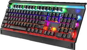 Metal Panel Mechanical Gaming Keyboard,Computer Keyboard,Mechanical Keyboard with Ergonomic Wrist Rest Wired Keyboard for PC/MAC Games (Color : A-Green Shaft)