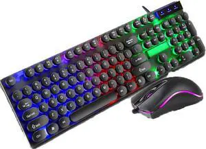 Mechanical Keyboard and Mouse Combo Gaming Wired Keyboard USB Keyboards with Multimedia Buttons Wired Gaming Mouse for PC Gamer Computer Desktop (Color : Black Round keycap) Mechanical Keyboard and Mouse Combo Gaming Wired Keyboard USB Keyboards with Multimedia Buttons Wired Gaming Mouse for PC Gamer Computer Desktop (Color : Black Round keycap)