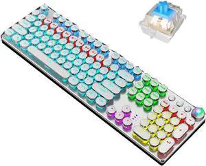 Multifunctional Metal Panel Keyboard,Mechanical Gaming Keyboard, Dual Mode Knob, Multimedia Key Switch for Windows PC Gamer (Color : White-Tea Shaft)