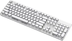 Vintage Typewriter Mechanical Gaming Keyboard with White Backlit Media Control Gaming Keypad White with 104 Key Codes
