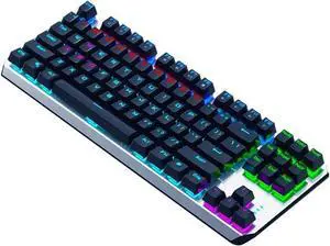 Laptop Keyboard Mechanical Gaming Keyboard LED Rainbow Gaming Backlit 87 Keys Anti-Ghosting Wired Keyboard for Win/Gaming Computer Keyboard (Color : Black)