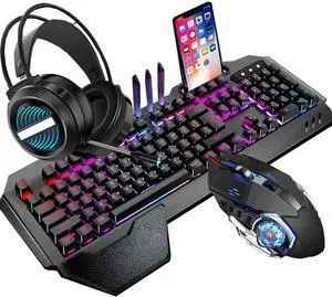 Gaming Keyboard and Mouse,Backlit Wired Gaming Keyboard,Durable, Ergonomic, Quiet, Waterproof,Computer Keyboard,Mechanical Keyboard Suitable for USB Desktop Computers and Laptops (Color : D)