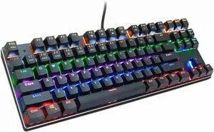 Gaming Keyboard,Ergonomic Water-Resistant Mechanical Feeling Keyboard, Rainbow LED Backlit Keyboard for Desktop, Computer, PC