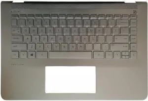 US Laptop Keyboard Compatible with 14-CC 14-CC0027TX TPN-Q188 with Palmrest Silver 927904-001
