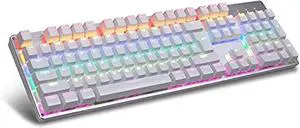Wired Gaming Keyboard, Mechanical Keypad, USB Interface, 13 Colors Cool Backlight Effect, for Home Office PC Game White(Black)