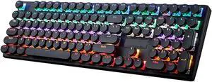 Gaming Keyboard and Mouse, Gaming Mechanical Keyboard Blue Red Switch 108key RU/US Wired Keyboard Anti-ghosting RGB/Mix Backlit LED USB for Gamer PC Laptop(White)